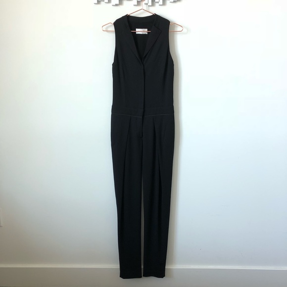 sleeveless tuxedo jumpsuit